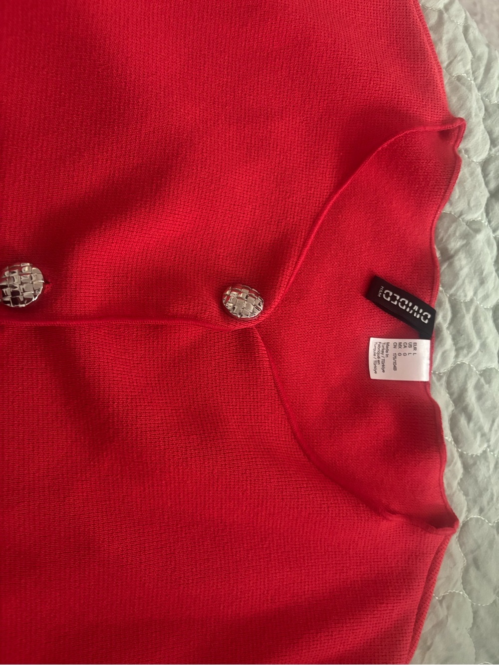 H&M Red Knit Button-Front Cardigan